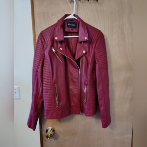 Bellivera Dark Red Faux Leather Jacket